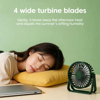 Mini USB Desktop Fan Lightweight Adjustable Summer Silent Electric Fans For Home Office Student Dormitory Outdoor Camping Travel