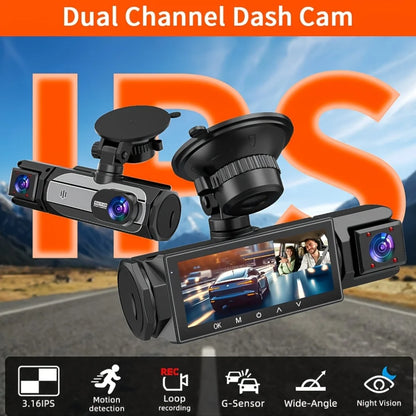 3 Cameraes Dash Cam 1080P Front and rear view camera Night Vision Parking Monit Car DVR 3way Car Video Recorder With Gift