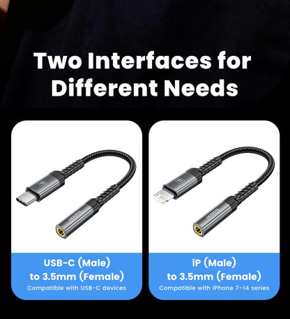 Toocki iP/USB Type C to 3.5mm Jack HiFi Audio Dongle Cable Adapter Male to Female Headphone AUX Converter for Xiaomi POCO iPhone