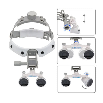 GISTARMED 2.5X/3.5X Dental LED Light Lamp Binocular 5W Adjustable Spotlight  Headlamp For Surgical Headlight