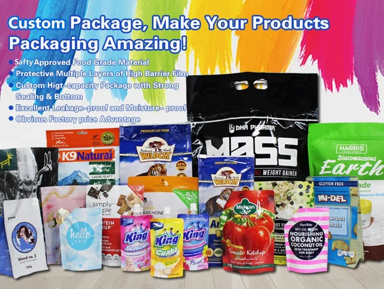 100PCS Stand-up Kraft Paper Foil Ziplock Storage Bag DIY Custom Logo Matcha Cocoa Powder Coffee Tea Spice Candy Beaf Pouches