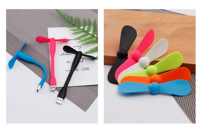Mini USB Fan Flexible Bendable Cooling Fan For Power Bank Laptop PC AC Charger Portable Hand Fan Computer Summer Gadget
