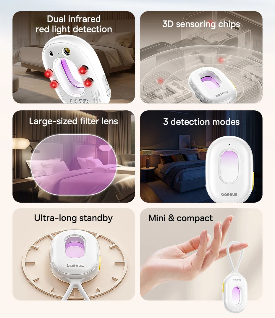 【New】Baseus Camera Detector Intelligent Hidden Camera Signal Gadget Security Alarm Anti Spy Candid Peeping Protection Detector