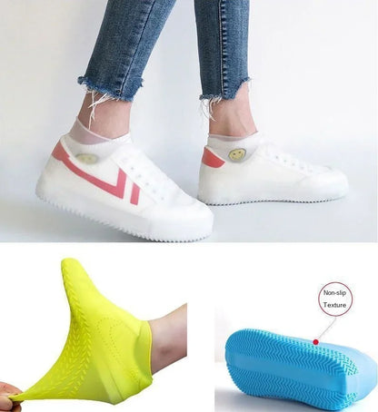 1 Pair Silicone WaterProof Shoe Covers Lip-resistant Rubber Rain Boot Rain Gear Overshoes Accessories for Outdoor Rainy Day
