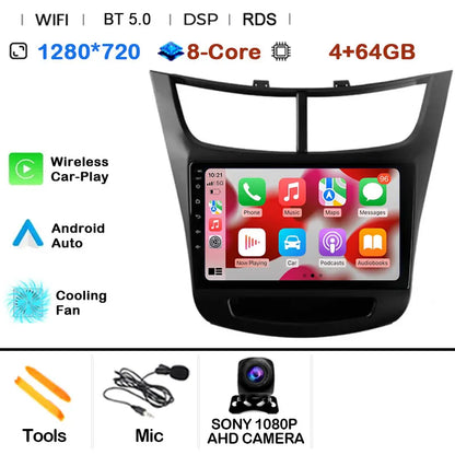 For Chevrolet Sail aveo 2015 2016 2017 2018 2019 2020 2022 carplay Android 15 DSP 2 din 4G NET Car Radio Multimedia Video Player