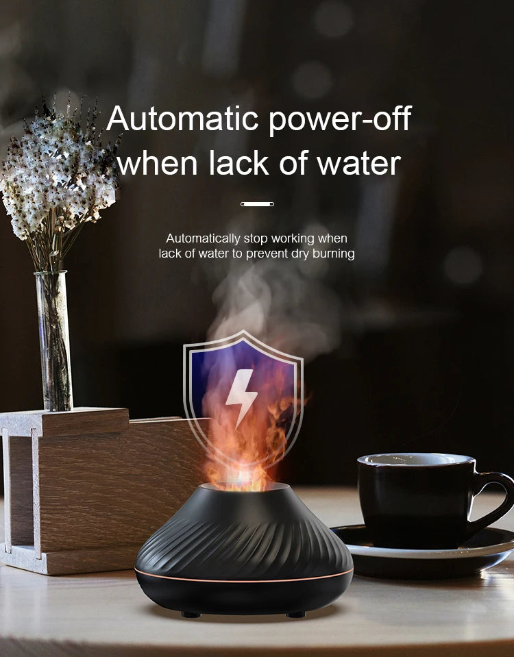 Flame Aroma Diffuser Humidifier With Colorful Essential Oil Diffuser  7 Color LED Light Portable Desktop  Air Humidifier