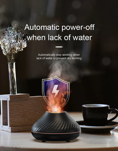 Flame Aroma Diffuser Humidifier With Colorful Essential Oil Diffuser  7 Color LED Light Portable Desktop  Air Humidifier