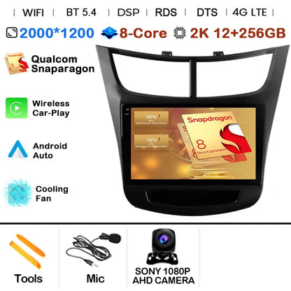 For Chevrolet Sail aveo 2015 2016 2017 2018 2019 2020 2022 carplay Android 15 DSP 2 din 4G NET Car Radio Multimedia Video Player