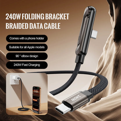 1/3PCS 240W PD Fast Charging Type C to Type C Cable USB C to Type C Cable Foldable Stand Phone Holder For iPhone 15 HUAWEI Xiaom