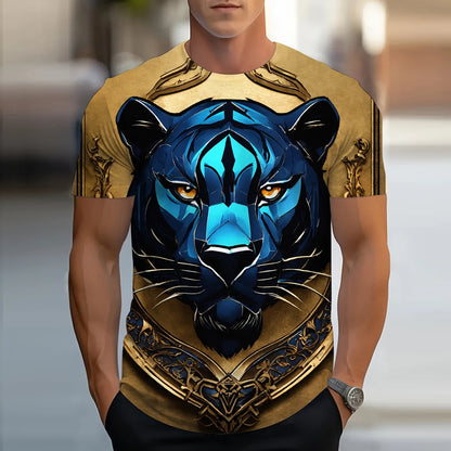 Lion Animal Pattern 3D Print T-Shirts Men Streetwear Hip Hop Short Sleeve T Shirt Oversized Tees Harajuku Y2k Tops Kids Clothing