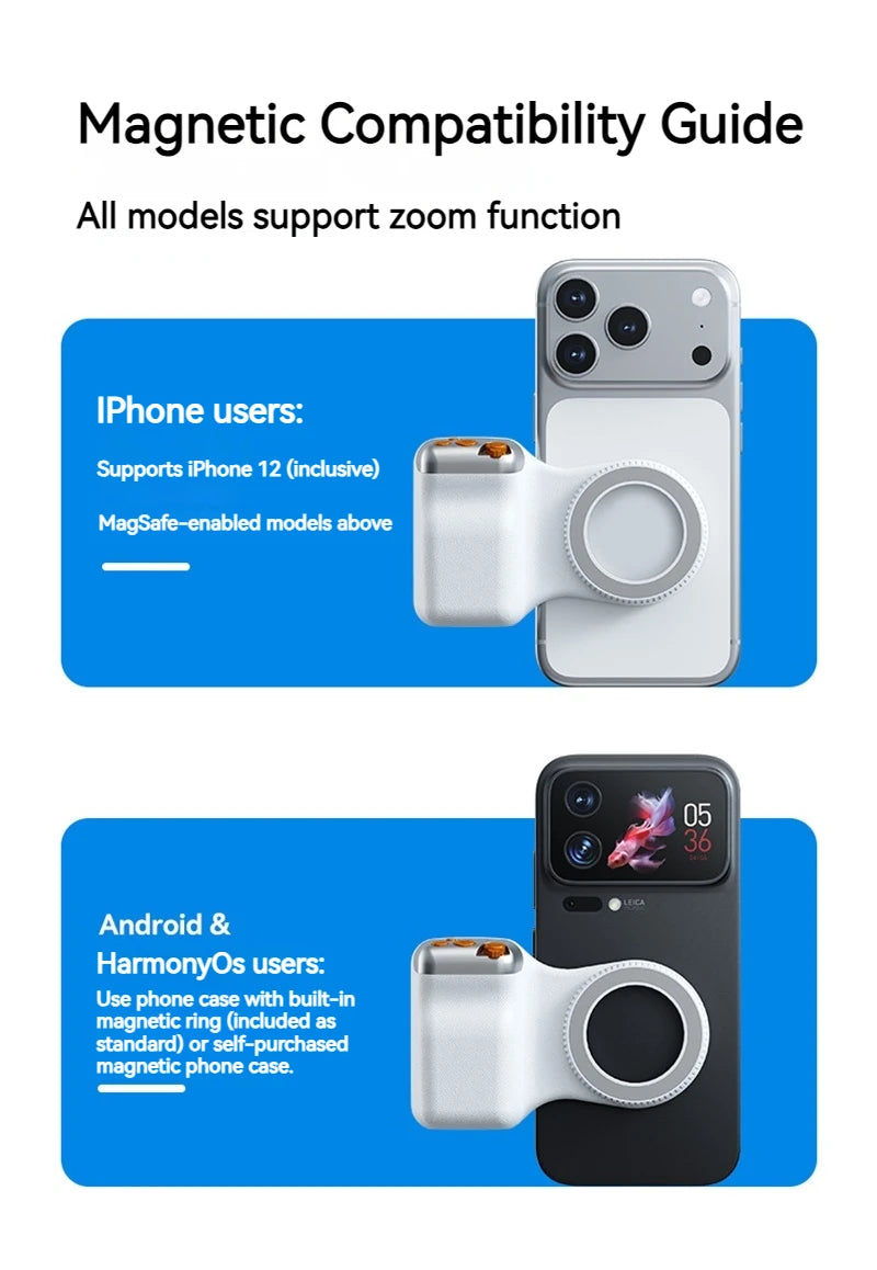Magnetic Phone Camera Shoot Hand Grip Zoomable Smart Phone Holder Shooting Aid Remote Control Handle For Iphone Android Phone