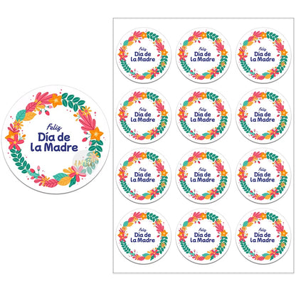 Feliz Día De La Madre Español Happy Mother's Day Decor Stickers Labels Floral Self-adhesive Paper Labels