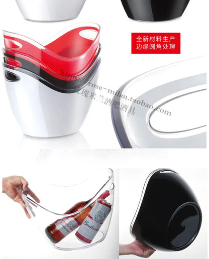 Non-LED Boat Style Ice Bucket for Beer KTV Yuanbao Cocktail Cooler Bar Mixed Drink Basin Iced Wine Tub Container