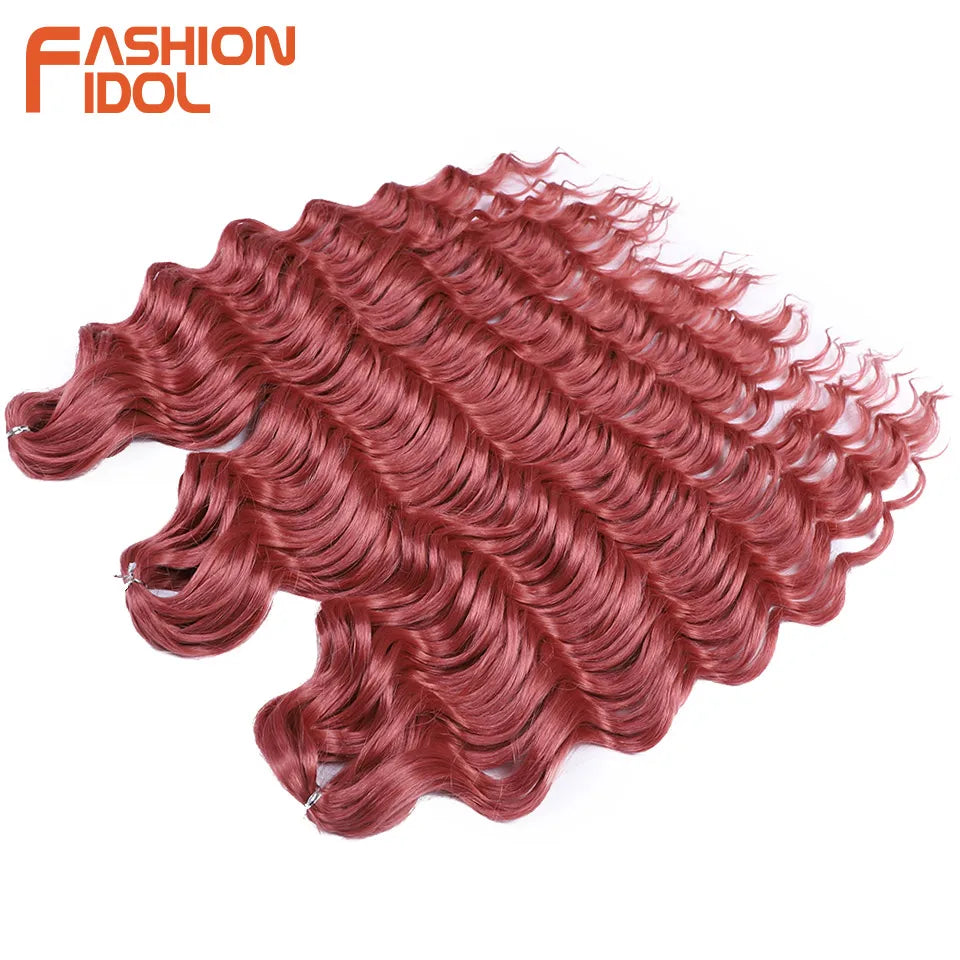 Anna 24 Inch Synthetic Hair Water Wave Braiding Hair Extensions Ombre Blonde Deep Wave Afro Curl Twist Crochet Hair for Women