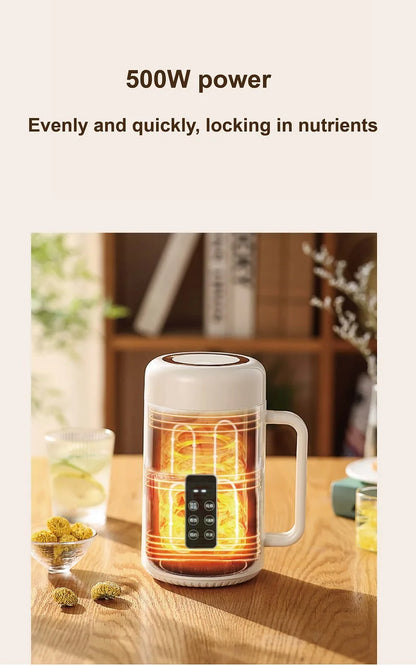 500W Electric Kettle 12h Appointment Porridge Special Pot Portable 304 Stainless Steel Health Cup Multifunctional Rice Cooker 1L