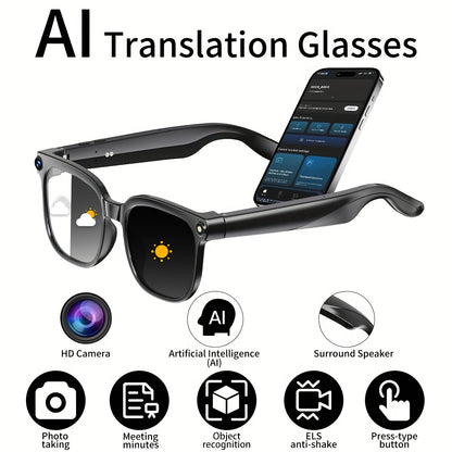 PEJE 2026New 800W Pixel Camera Smart Glasses Men Video Recording AI Photo Recognition Bluetooth Call Voice Translation Sunglasse