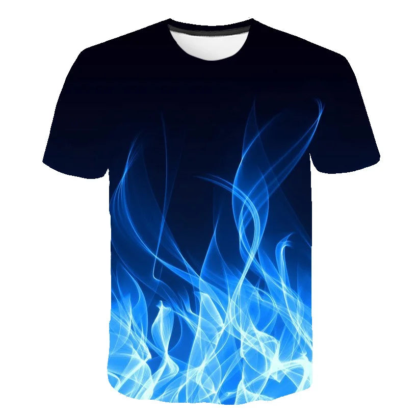 T-Shirts Flames Summer Children's Clothing 3D Print Kids T Shirt Fashion Harajuku Street Casual Round Neck T-Shirt Boy Girl Tops