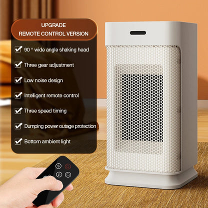 Portable PTC ceramic electric heater with multi-stage adjustment, silent, small household fan and night light heater.