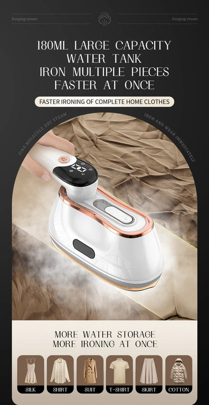 110V/220V Handheld Steam Iron Foldable Garment Steamer 1200W Power Portable 4 Speed Steamer Touch Screen Rotary Electric Iron