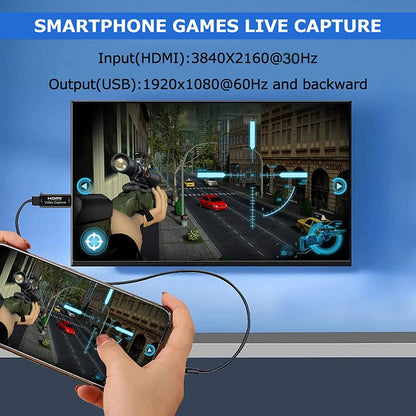 Metal 4K HDMI-compatible Video Capture Card USB 2.0 Video Grabber for PS4 Game DVD Camcorder Camera Record video Live Streaming