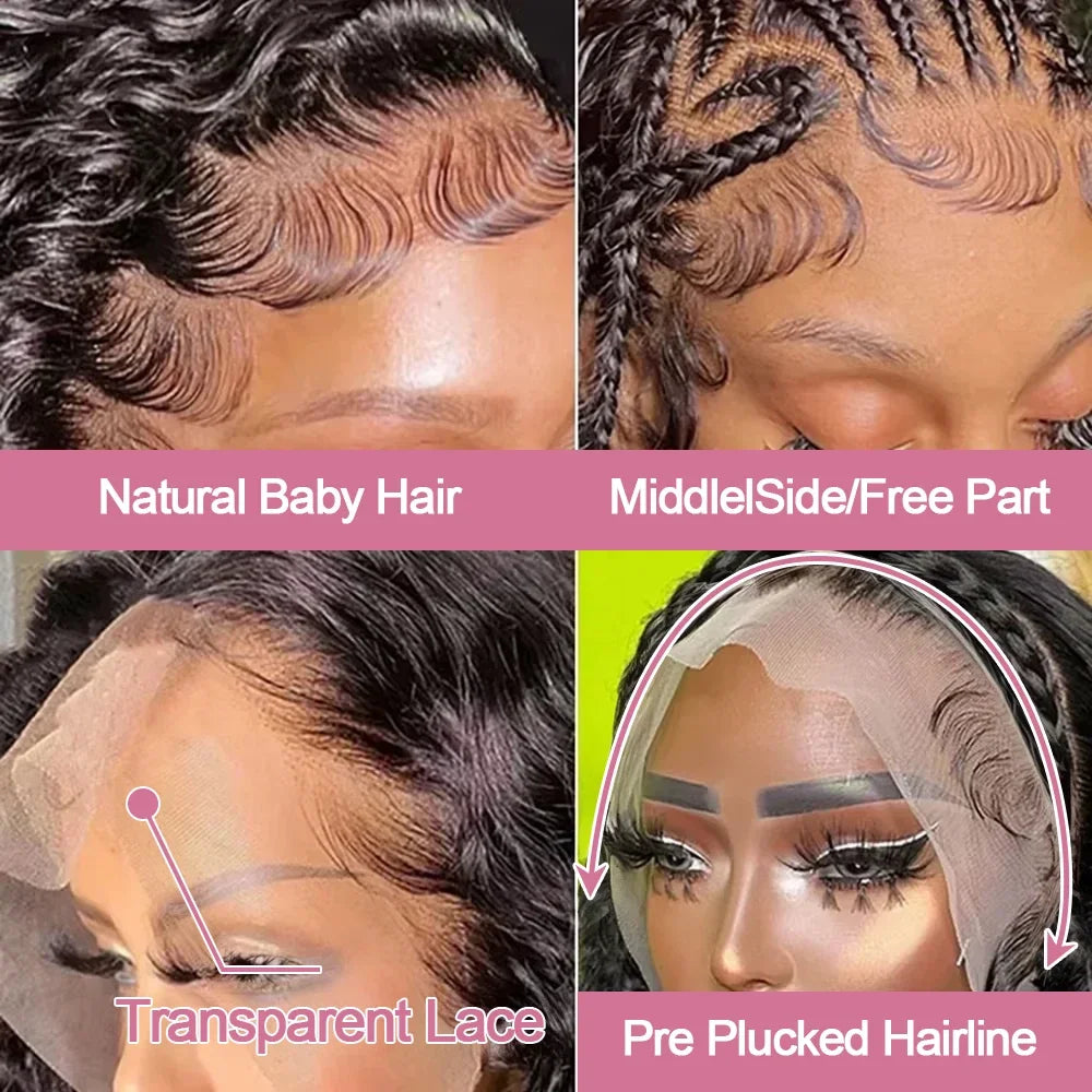 40 46 Inch 13x4 13x6 HD Deep Wave Lace Frontal Wig Brazilian Loose Water Curly Lace Front Human Hair Wigs For Women 300% Density