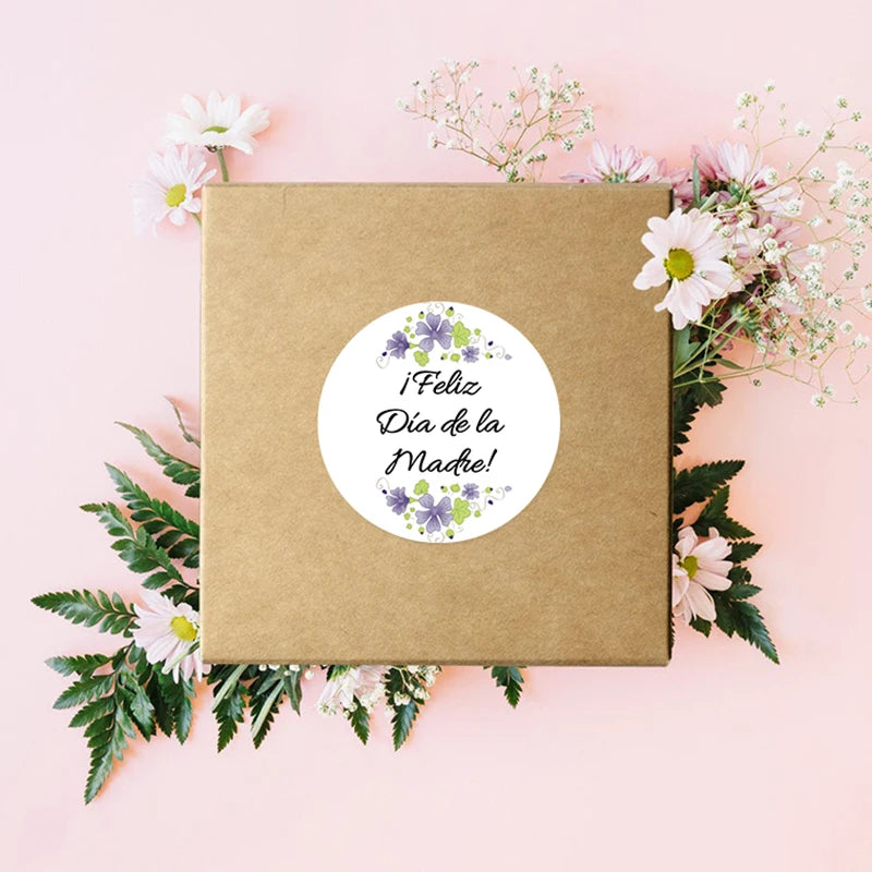 Feliz Día De La Madre Español Happy Mother's Day Decor Stickers Labels Floral Self-adhesive Paper Labels