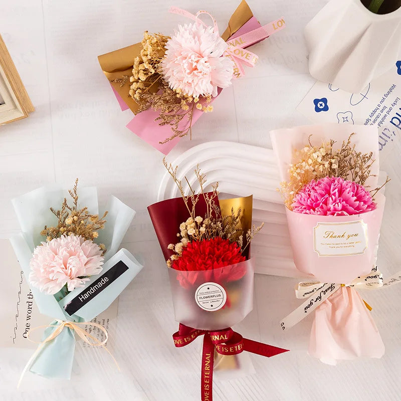 Soap Flower Carnation Bouquet Mother's Day Gift Small Bouquet Faux Flowers Perpetual Flower Companion Gift Accessories