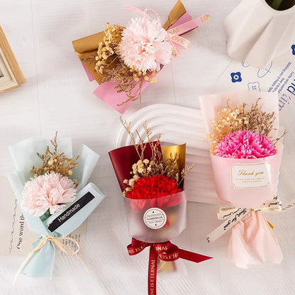 Soap Flower Carnation Bouquet Mother's Day Gift Small Bouquet Faux Flowers Perpetual Flower Companion Gift Accessories