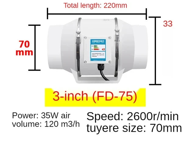 Exhaust Pipe Fan Ventilation Fan Pipe Fan Inline Duct Fan Ventilation Exhaust Blower Fans Quiet For Ducting