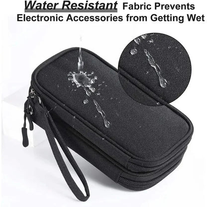 1PC Portable Travel Organizer Bag Waterproof Double Layer Cable Storage Pouch Carry Case for Cord Management