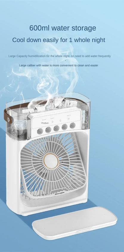 Mini Portable Humidifier Fan AIr Conditioner Household Small Air Cooler Hydrocooling Portable Adjustment For Office 3 Speed Fan