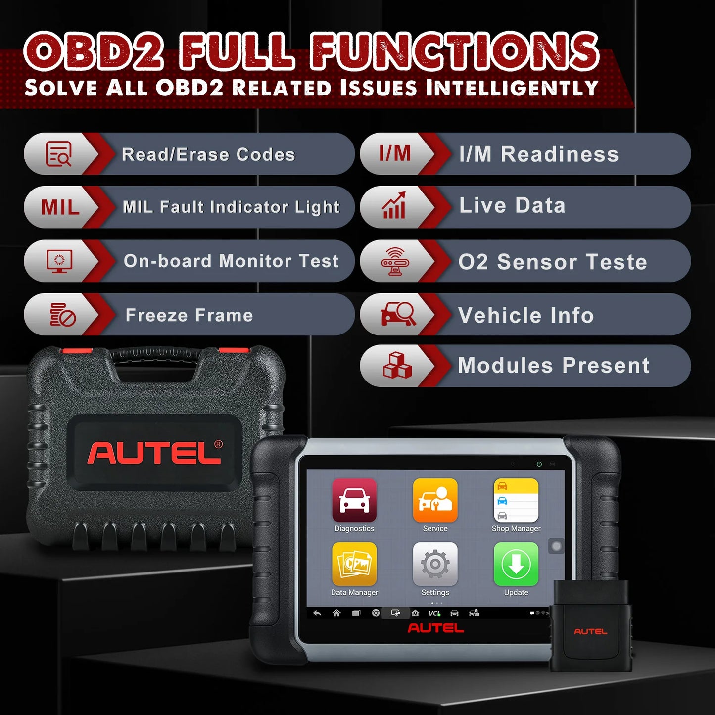 Autel MaxiCOM MK808BT PRO Car Automotivo Diagnostic Tools Bluetooth OBD2 Scanner Code Reader Diagnosis Tool PK MK808KBT MK808S