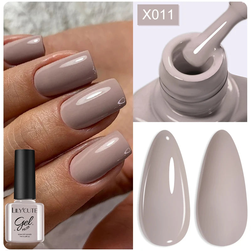 LILYCUTE 7ml Brown Red Purple Nail Gel Polish Coffee Color Series Semi Permanent UV Gel Soak off Nail Gel Varnishes For Nail Art
