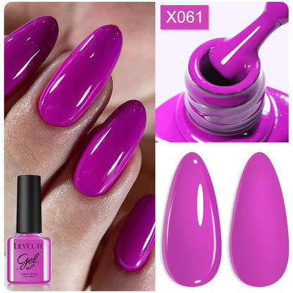 LILYCUTE Nude Crystal Rubber Base Gel Nail Polish Natural Color Semi Permanent UV Gel Soak Off Self Leveling Nail Gel Varnishes