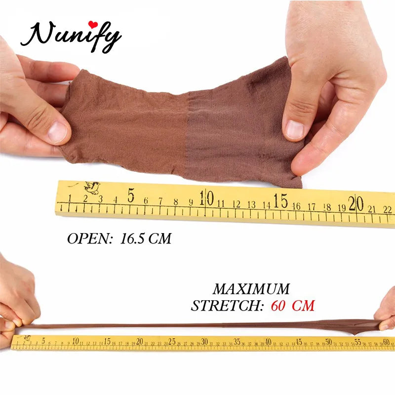 Nunify Nude Stocking Wig Cap Mesh Net Bald Cap For Install Wigs 2Pcs/Pack Free Size Strechy Stocking Cap Breathable Hairnet