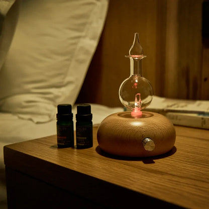 Waterless Essential Oils Diffuser Aromatherapy Fragrance Diffuser Without Water Wooden Glass Aroma Nebulizer Vaporizer for Home