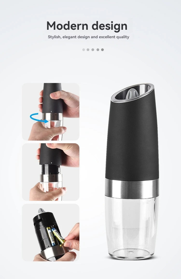 Electric Pepper Mill Stainless Steel Automatic Gravity Induction Salt and Pepper Grinder Adjustable Coarseness Grinder Tools