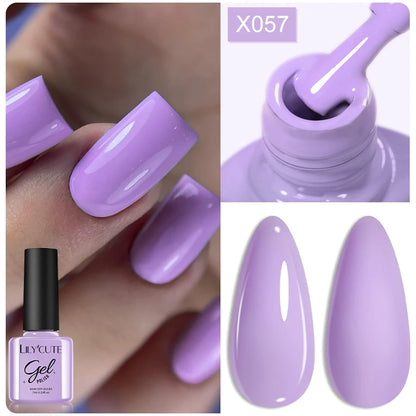 LILYCUTE Nude Crystal Rubber Base Gel Nail Polish Natural Color Semi Permanent UV Gel Soak Off Self Leveling Nail Gel Varnishes