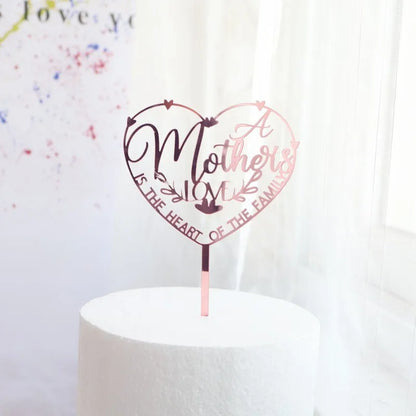New Happy Mother's Day Birthday Cake Topper Gold High-grade Acrylic MOM Party Cake Toppers Mother's Day Gifts Dessert Decoration