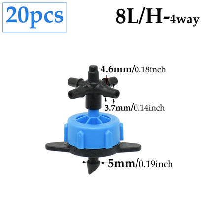 2L 4L 8L Irrigation Drippers Fitting 2/4-way Arrow Dropper Connector Cross Water Splitter Emitter Micro Drip Irrigation System