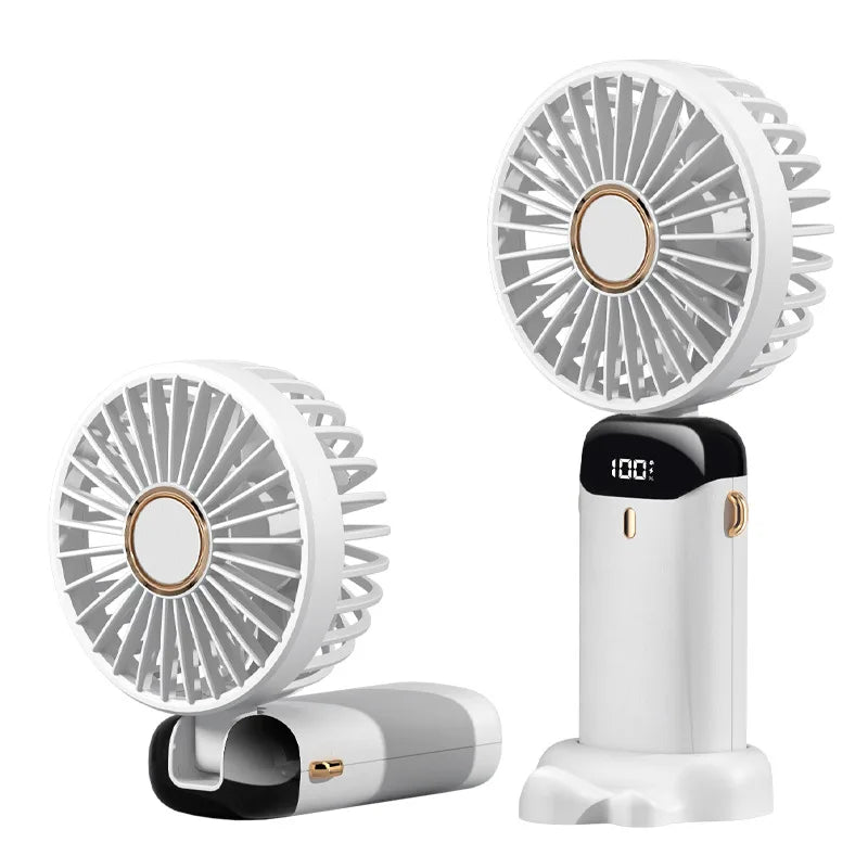 3-in-1 10000mAh Foldable USB Fan with Phone Holder - Portable Handheld & Desk Cooler w/ 360° Cooling