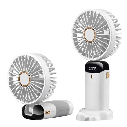 3-in-1 10000mAh Foldable USB Fan with Phone Holder - Portable Handheld & Desk Cooler w/ 360° Cooling