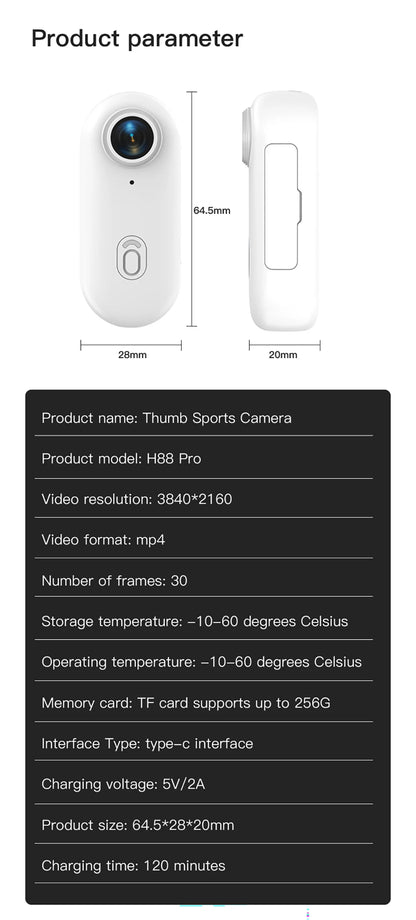 4K WiFi HD POV Magnetic Mini Action Camera Wireless Pocket Video Vlog Cam Helmet Motorcycle Bicycle Sports Holder Mount Recorder