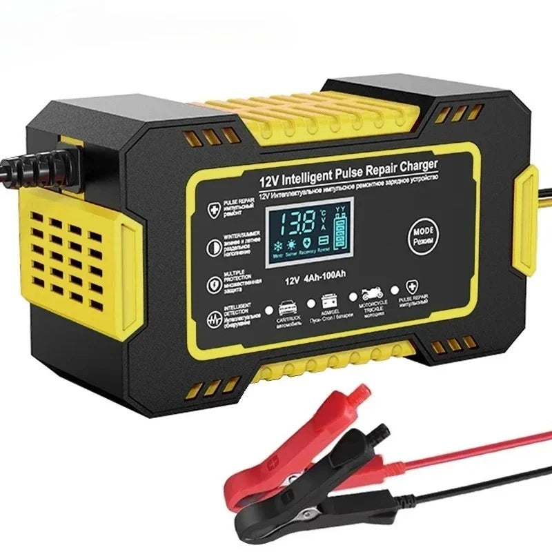 EAFC 12V 6A Full Automatic Car Battery Charger Digital Display Battery Charger Power Puls Repair Chargers Wet Dry Lead Acid