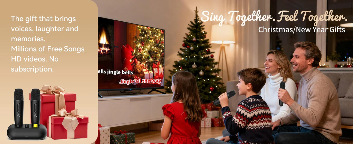 Puremic Karaoke Machine K3 with Millions Songs Free Forever Duet Karaoke Mics for Singing with Rechargeable Dock, HDMI+Aux Cable