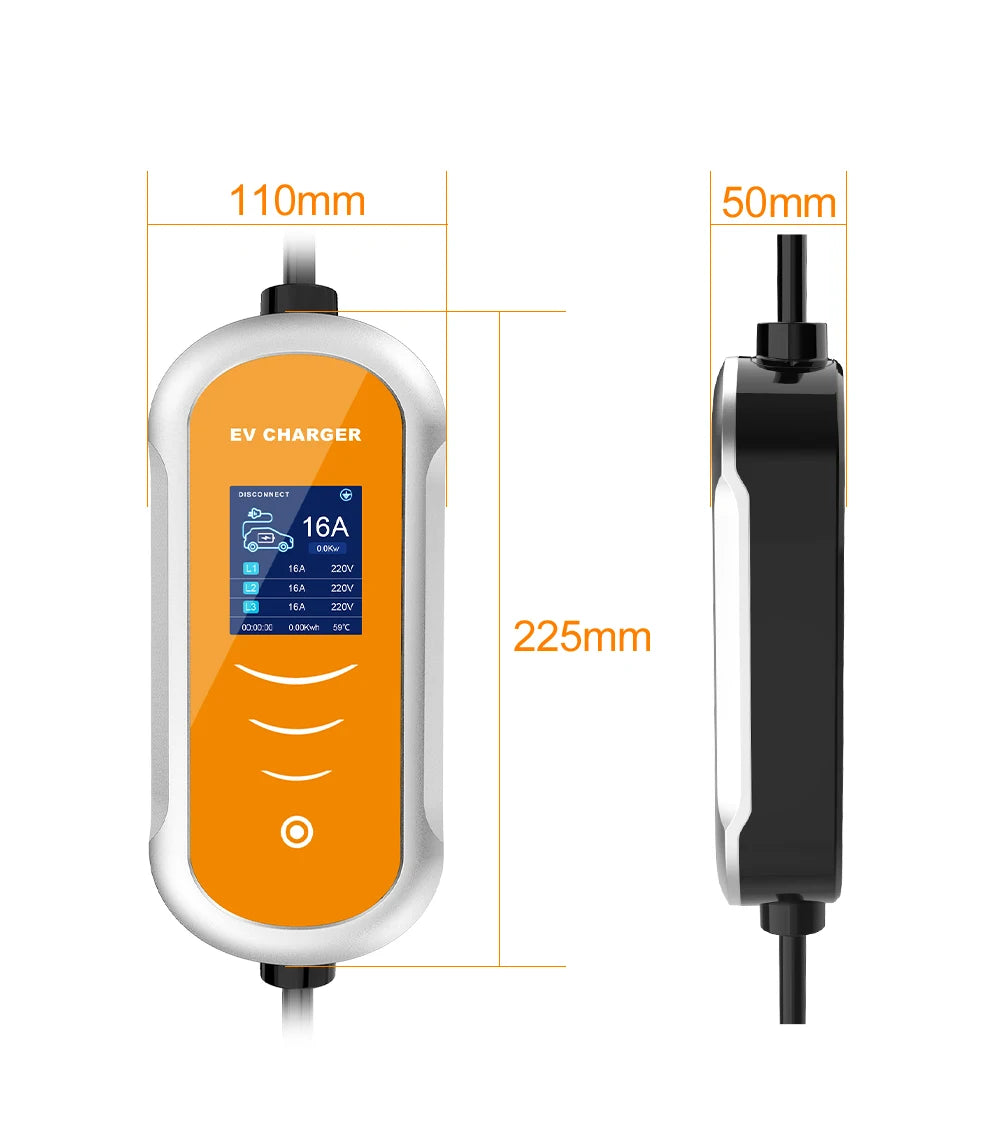 Type 2 Portable EV Charger Appointment time 11KW 16A 3 Phase EVSE Charging Box Cable CEE Plug for Electric Vehicle Car