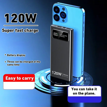 Lenovo 50000mAh Large Capacity Power Bank 120W Fast Charge LED Digital Display External Battery Universal charge Travel Outdoor