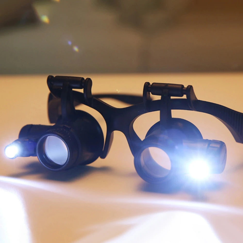 10X/15X/20X/25X LED Magnifier Glasses Magnifying Headband Eyewear for Reading Jewelers Watchmaker Repair Tools Magnifying Glass