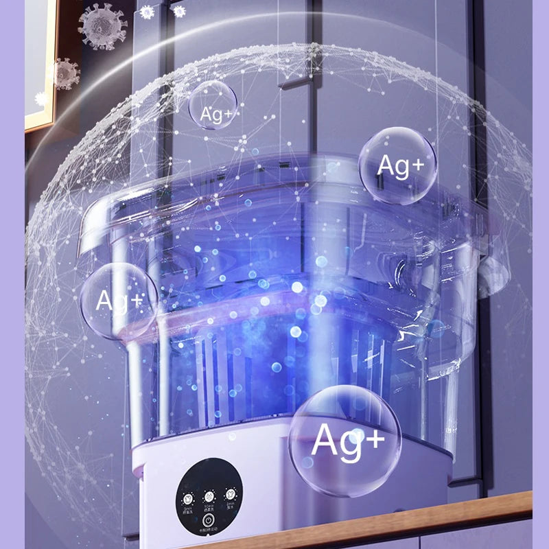 8L Portable Mini Foldable Washing Machine with Spin Dryer Compact Sock Underwear Washer for Travel Dorm Home Use Washing Machine