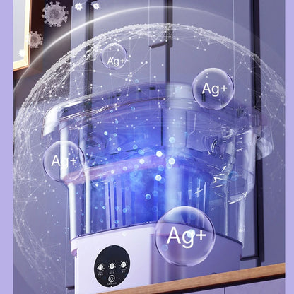8L Portable Mini Foldable Washing Machine with Spin Dryer Compact Sock Underwear Washer for Travel Dorm Home Use Washing Machine